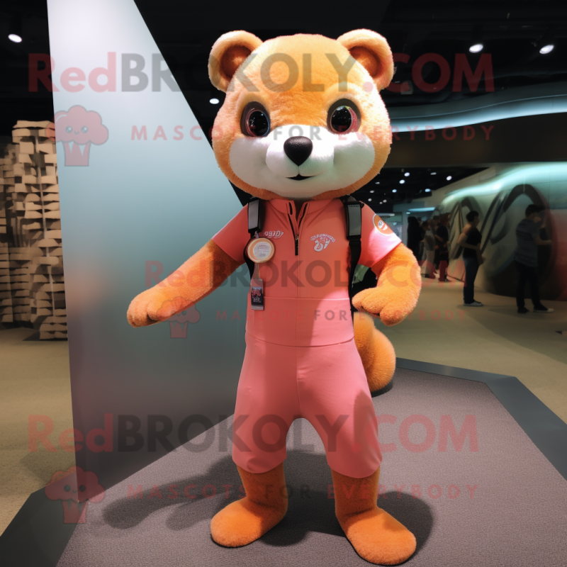 Peach Mongoose mascot costume character dressed with a Rash Guard and Ties Peach Mongoose mascot costume character dressed with a Rash Guard and Ties