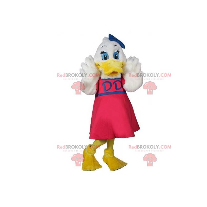 Mascote do pato branco com vestido rosa - Redbrokoly.com