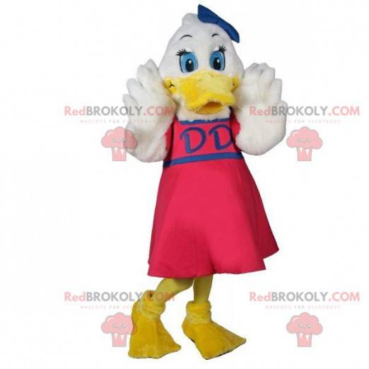 Mascotte de canard blanc avec une robe rose - Redbrokoly.com