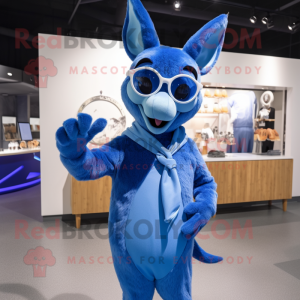 Blå kænguru maskot kostume...