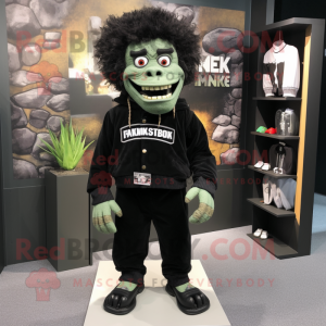 Black Frankenstein'S Monster mascot costume character dressed with a Sweatshirt and Pocket squares