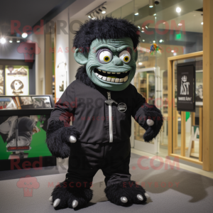 Black Frankenstein'S Monster mascot costume character dressed with a Sweatshirt and Pocket squares