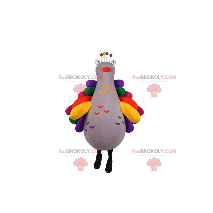 Very colorful pigeon peacock mascot. Bird mascot -