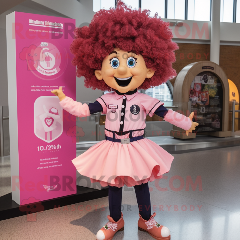 Pink Irish Dancer mascot costume character dressed with a Chinos and Hairpins