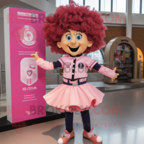 Pink Irish Dancer mascot costume character dressed with a Chinos and Hairpins