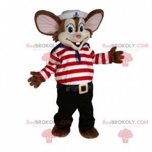 Mascote camundongo marrom em traje de marinheiro -
