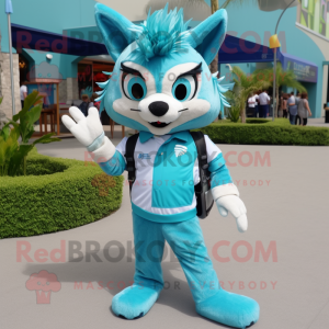 Cyan Lynx mascotte kostuum...