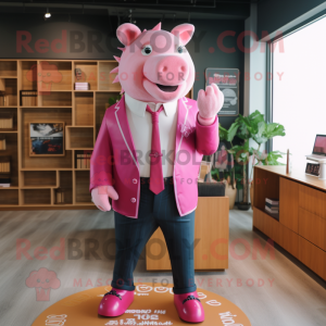 Pink Sow maskot drakt figur...