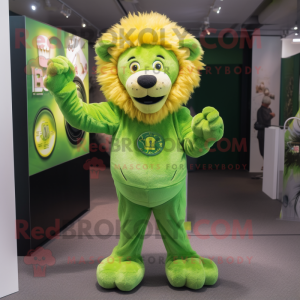 Lime Green Lion mascotte...