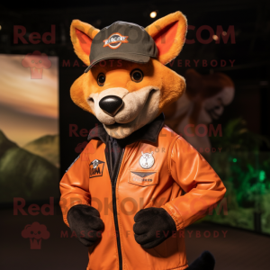 Orange Dingo maskot kostym...