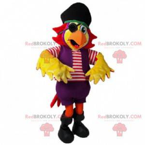 Maskot žlutý papoušek v pirátské oblečení - Redbrokoly.com