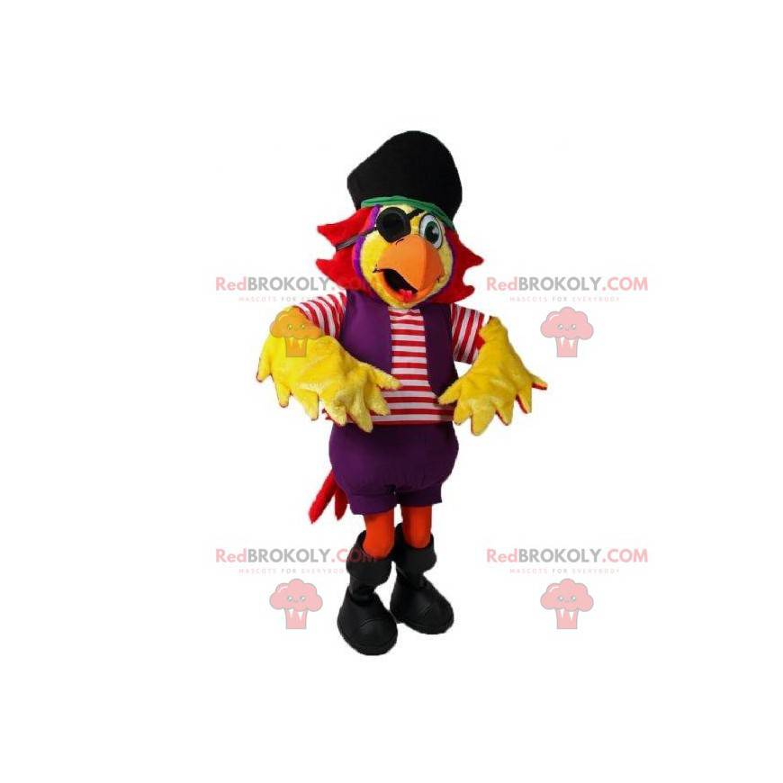 Mascota de loro amarillo en traje de pirata - Redbrokoly.com