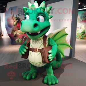 Green Dragon mascot costume character dressed with a Leggings and Handbags