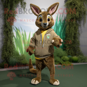 Olive Kangaroo mascot costume character dressed with a Joggers and Keychains