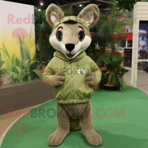 Olive Kangaroo mascot costume character dressed with a Joggers and Keychains