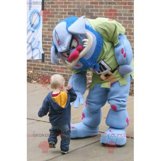 Mascote monstro ogro azul e rosa - Redbrokoly.com