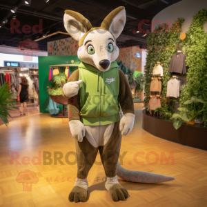 Olive Kangaroo mascot costume character dressed with a Joggers and Keychains