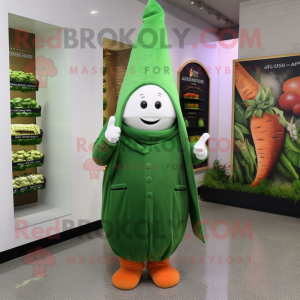 Forest Green Carrot mascot costume character dressed with a Long Sleeve Tee and Shawls