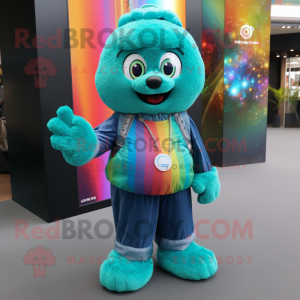 Teal Rainbow maskot kostym...