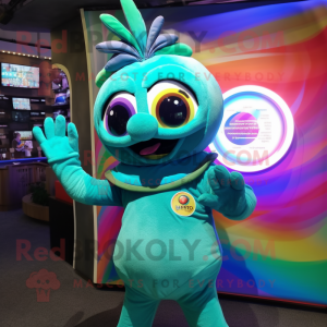 Teal Rainbow maskot kostym...