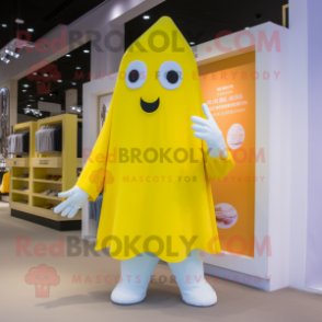 Lemon Yellow Ghost mascot costume character dressed with a Chinos and Anklets