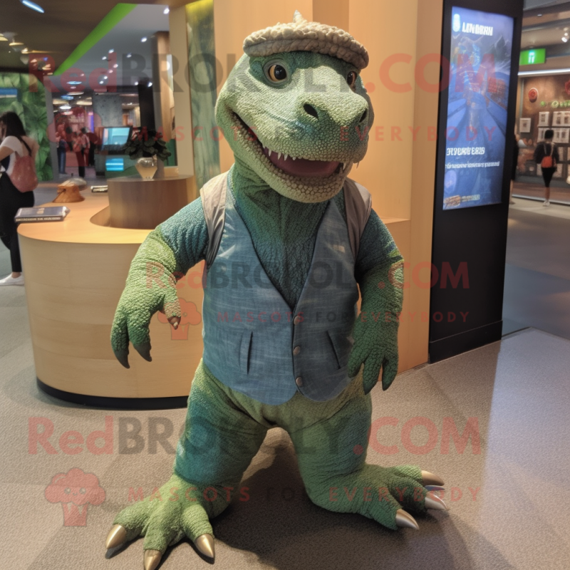 nan Komodo Dragon mascot costume character dressed with a Romper and Lapel pins nan Komodo Dragon mascot costume character dressed with a Romper and Lapel pins