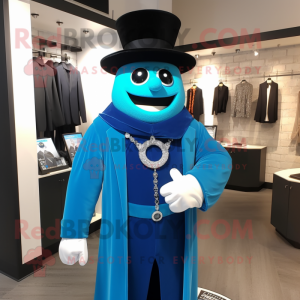 Blue Ring Master mascot costume character dressed with a Sweater and Necklaces
