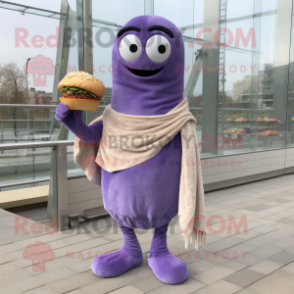Lavender Bagels mascot costume character dressed with a Skinny Jeans and Shawls