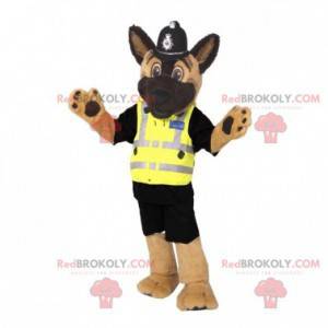 De mascotte van de Duitse herder kleedde zich als politieagent