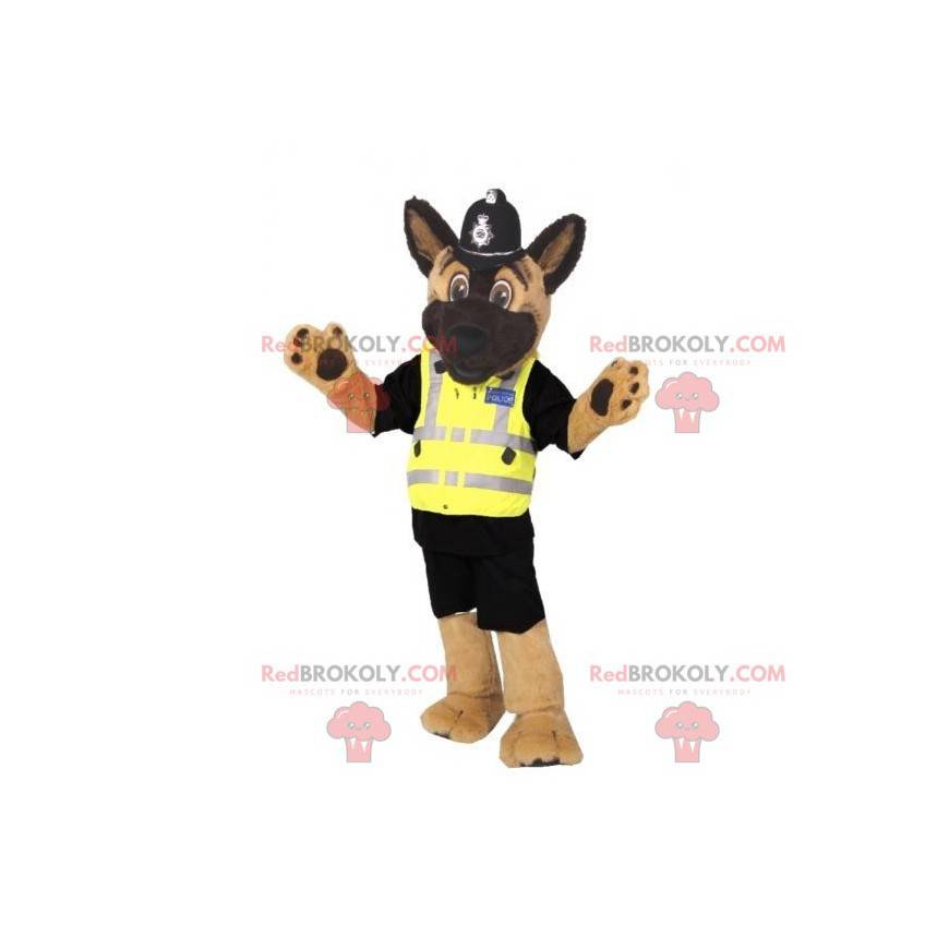 Deutscher Schäferhund Maskottchen als Polizist verkleidet -