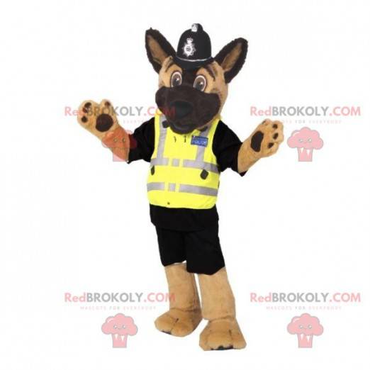 Mascotte del pastore tedesco vestita da poliziotto -