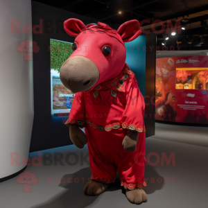 Red Tapir maskot drakt...