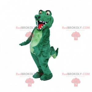 Mascotte coccodrillo verde completamente personalizzabile -