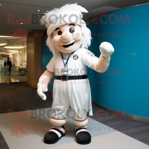 White Chief mascot costume character dressed with a Joggers and Berets