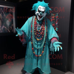 Cyan Evil Clown maskot...