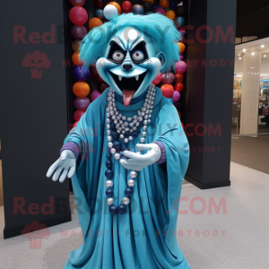 Cyan Evil Clown mascotte...