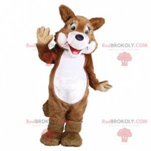 Mascote raposa cão lobo marrom e branco - Redbrokoly.com