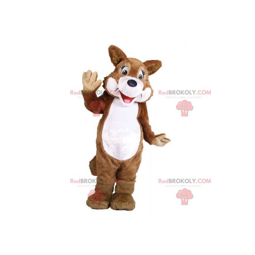 Mascote raposa cão lobo marrom e branco - Redbrokoly.com