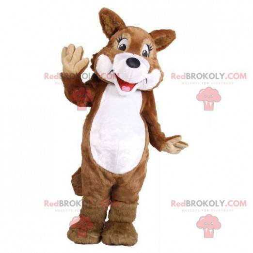 Mascotte volpe cane lupo marrone e bianco - Redbrokoly.com