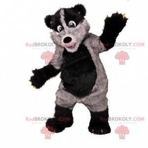 Mascotte de putois gris et noir poilu - Redbrokoly.com