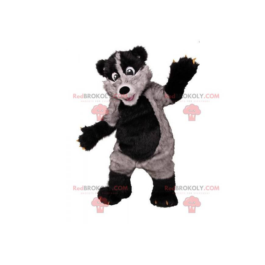 Mascotte de putois gris et noir poilu - Redbrokoly.com