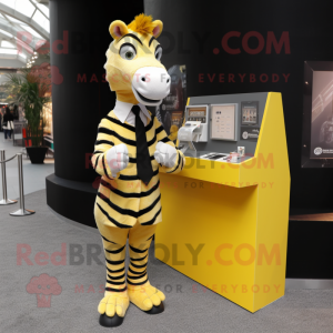 Geel Zebra mascotte kostuum...