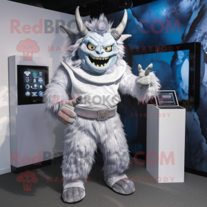 Silver Demon maskot kostym...