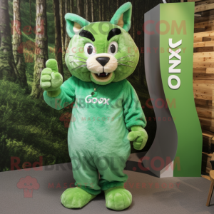 Grøn Lynx maskot kostume...