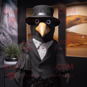 Black Albatross mascot costume character dressed with a Waistcoat and Hats