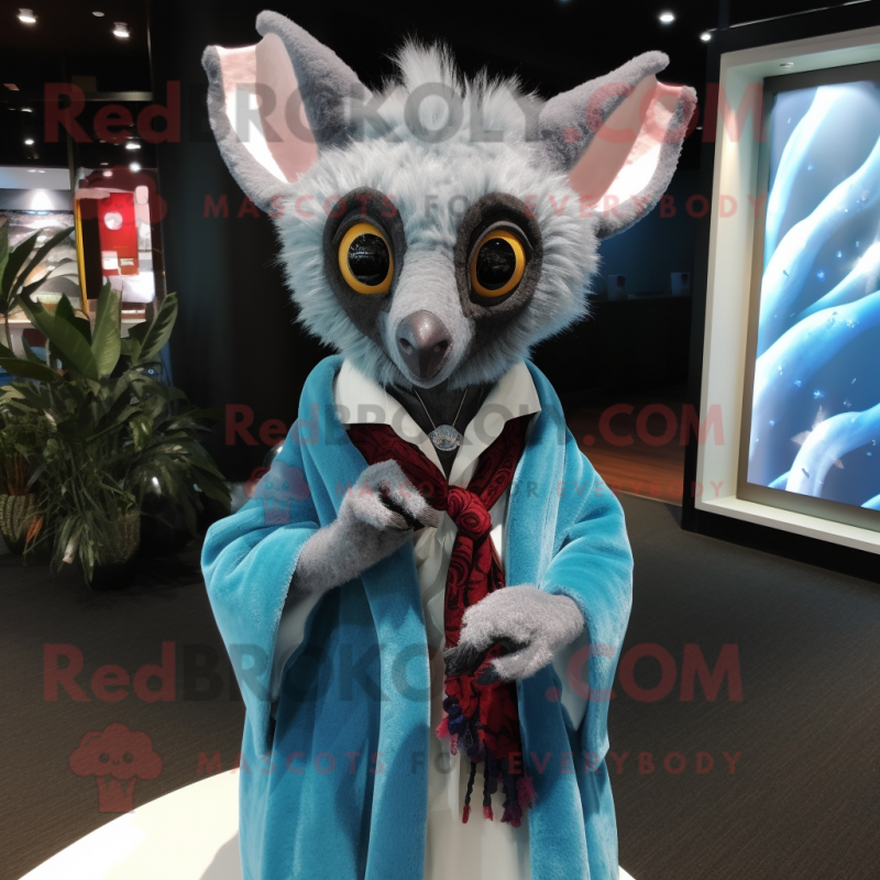 Sky Blue Aye-Aye mascot costume character dressed with a Blazer and Shawls