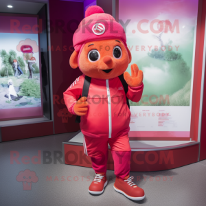 Rød rosa maskot drakt figur...