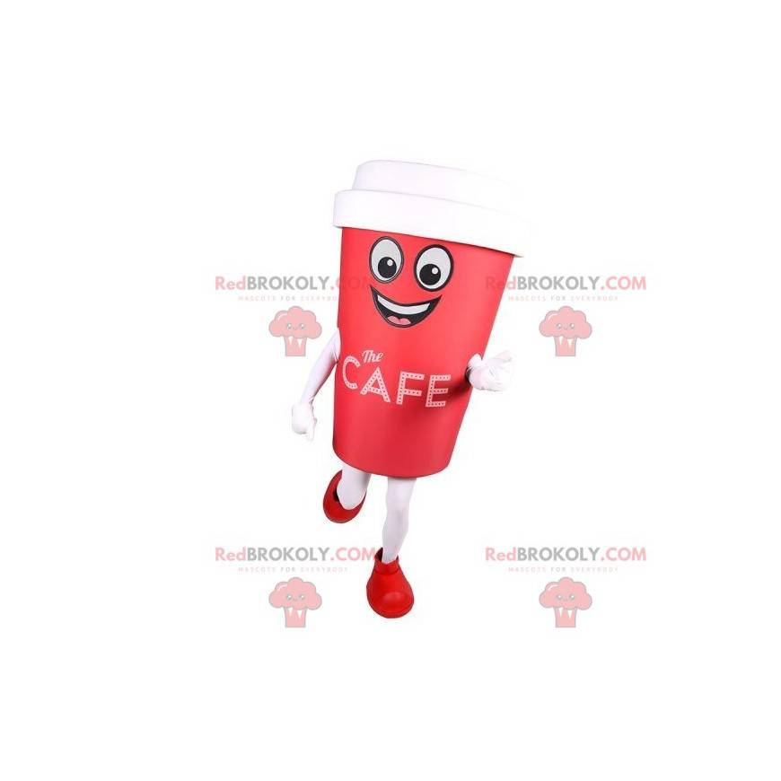 Mascot taza de café roja. Mascota del café - Redbrokoly.com