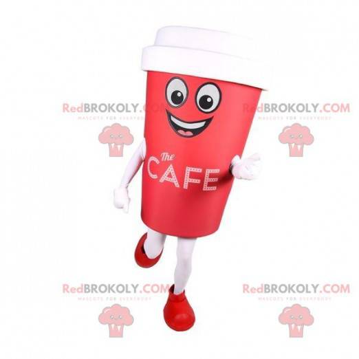 Mascotte de gobelet rouge de café. Mascotte de café -