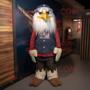 nan Bald Eagle mascot costume character dressed with a Henley Shirt and Beanies